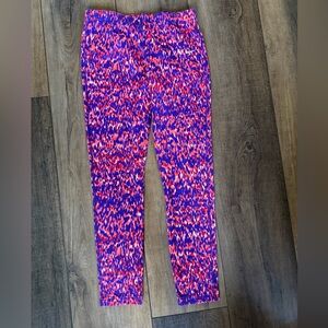 Nike Girls Purple & bright orange white Athletic Printed Leggings XL elastic